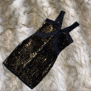 Privately Privileged Black Gold Dress